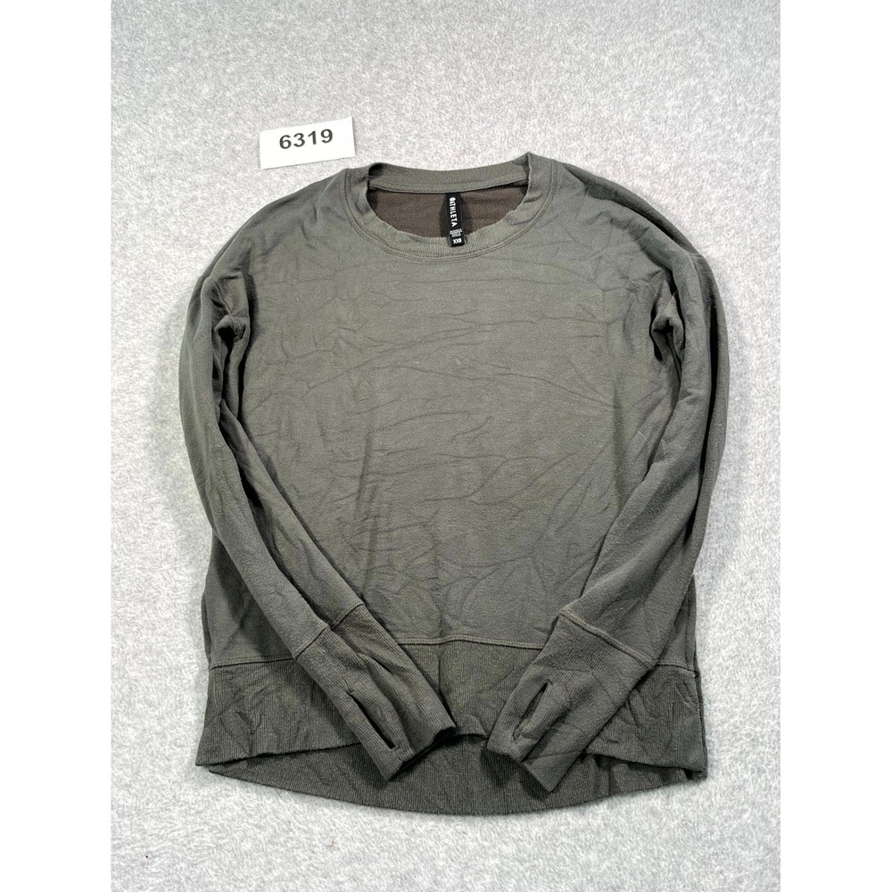 Athleta Coaster Luxe Sweatshirt Womens 2XS Green Modal Stretch Thumbhole Sleeve